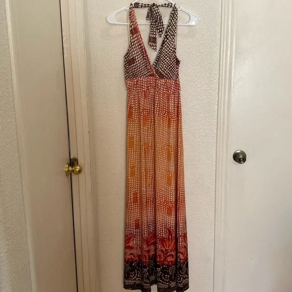 blue paisley print maxi dress Rosewater House Sara Blue Paisley Tie Shoulder Maxi Dress